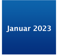Icon mit weißer Schrift "Januar 2023" auf blauem Grund