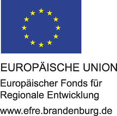 Schriftzug EU EFRE unterhalb Flagge; mit Webadresse