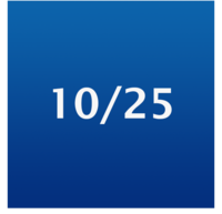 Schriftzug 10/25 auf blauem Hintergrund
