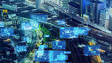 Softwaremodule in einem Verkehrsbild als Bubbles dargestellt