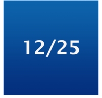 Schriftzug 12/2025 auf blauem Hintergrund