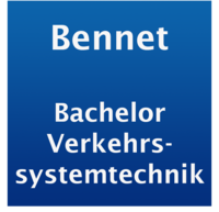 Schriftzug Bachelor Verkehrssystemtechnik auf blauem Hintergrund